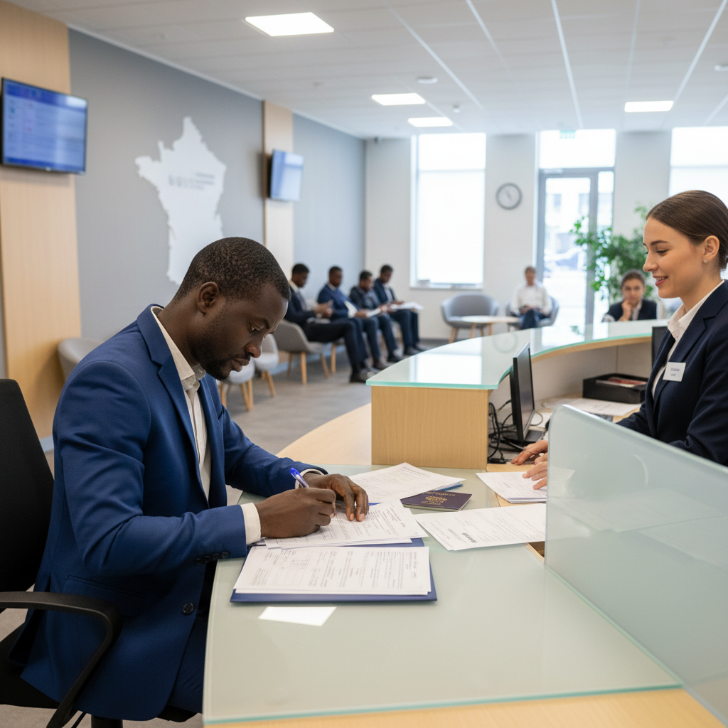 Demandeur guinéen au centre de visa en France