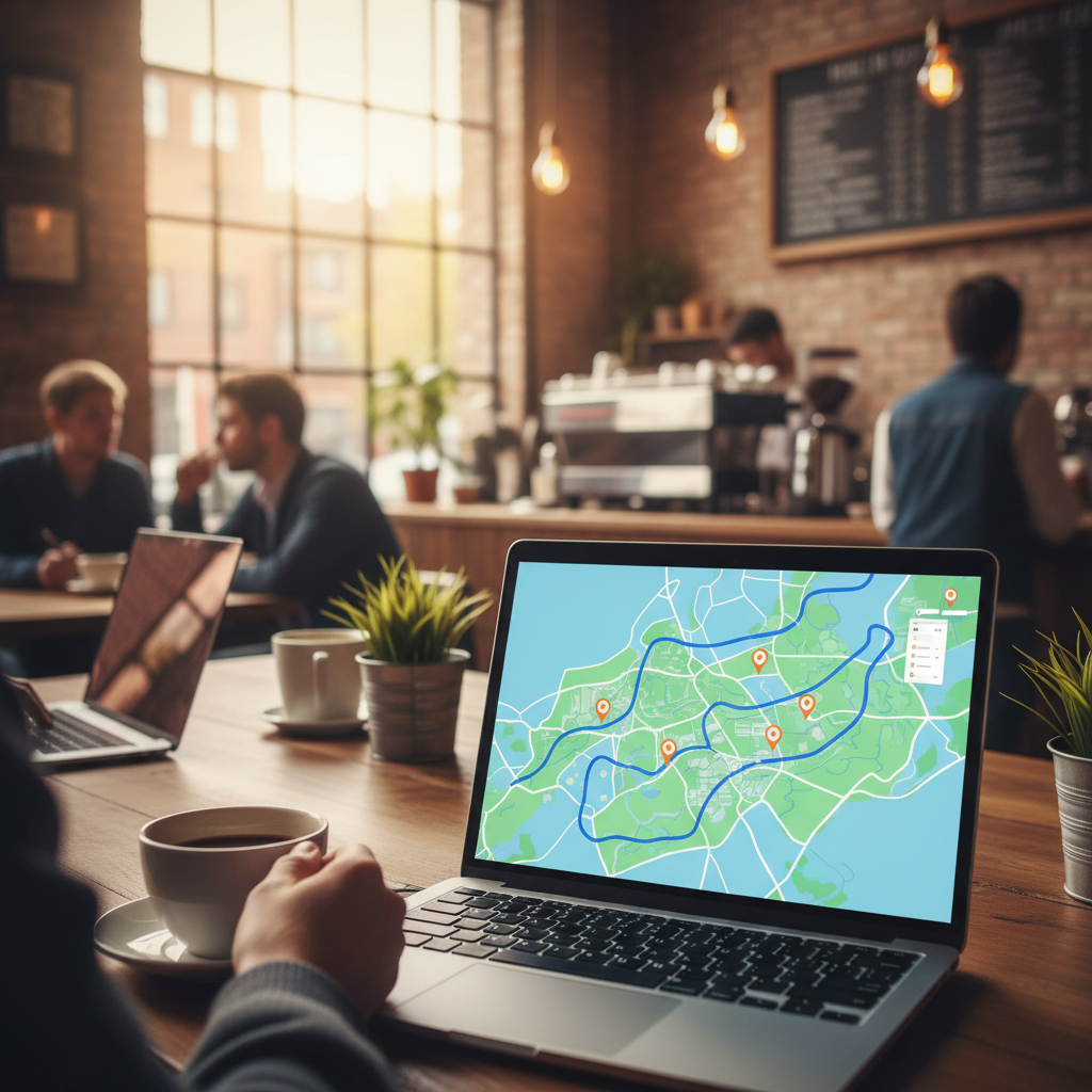 Ordinateur portable avec carte VPN dans un café