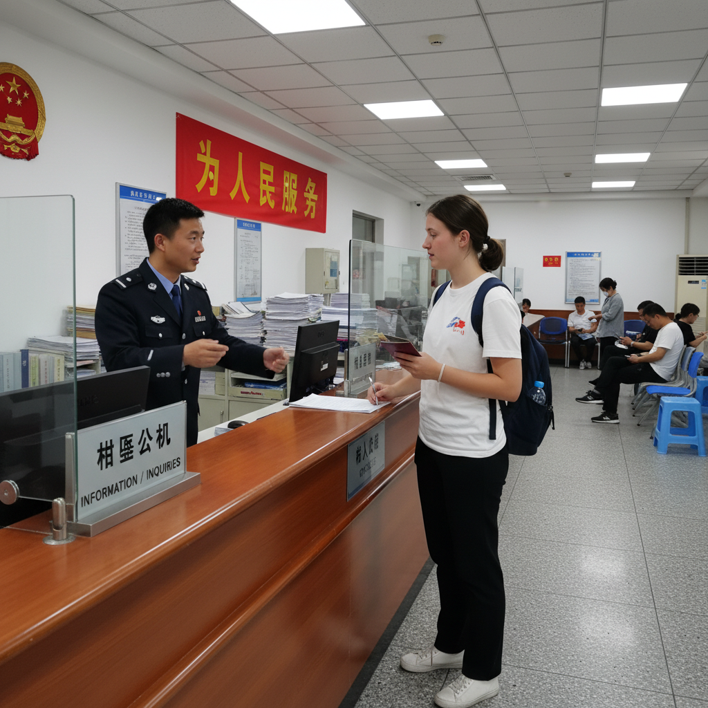 Accueil du poste de police chinois