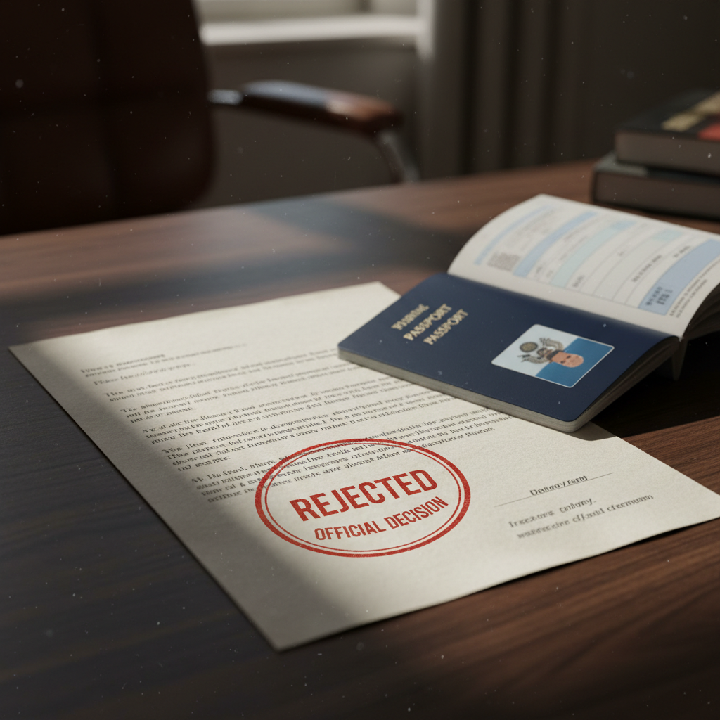 Lettre de refus visa Chine tamponnée