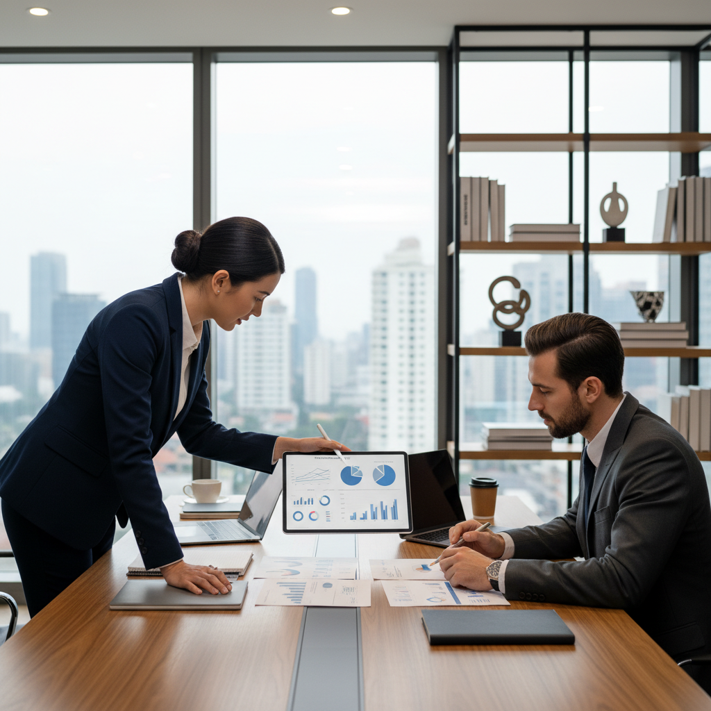 Consultant visa vérifiant dossier avec client