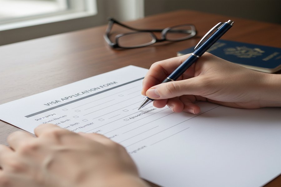 Remplissage du formulaire de demande de visa chinois à la main