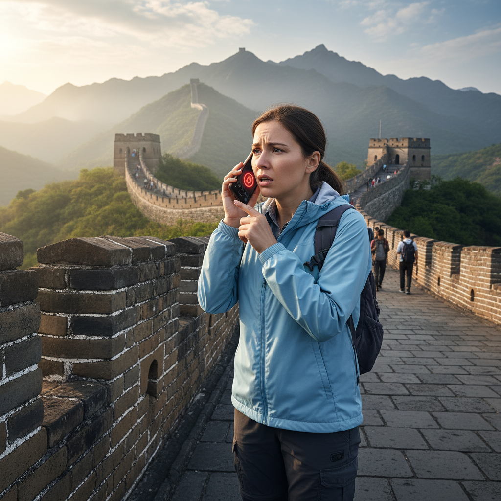 Touriste contactant l'assistance en Chine