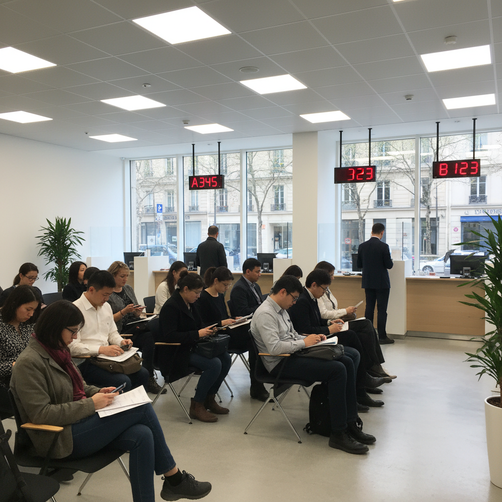 Salle d’attente du centre de visa chinois à Paris Neuilly