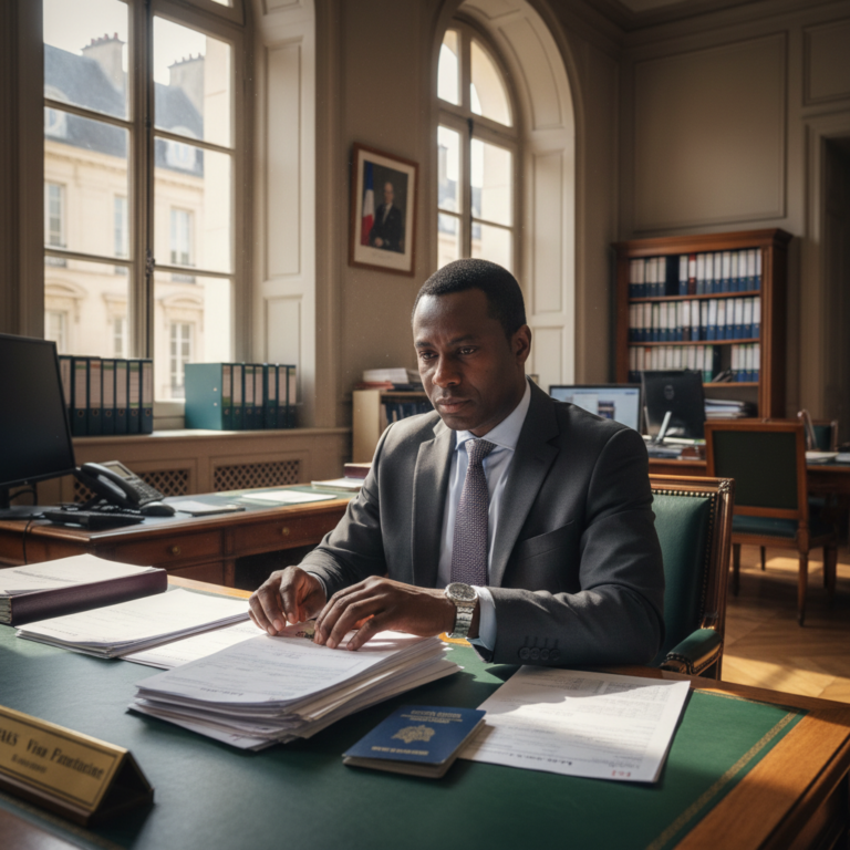 Demandeur guinéen préparant son dossier de visa Chine