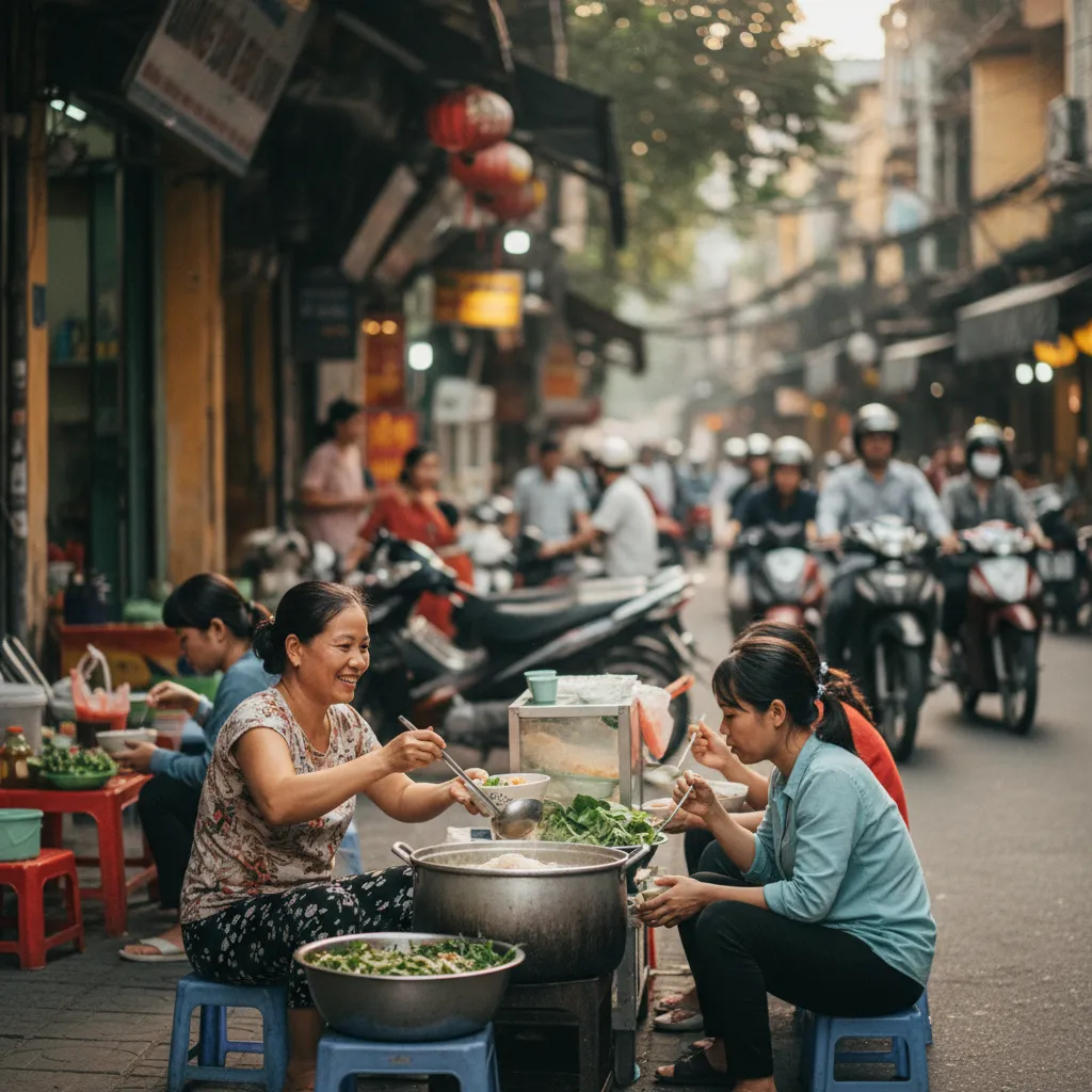 Street food dans le vieux quartier de Hanoï, une expérience culinaire authentique à petit prix