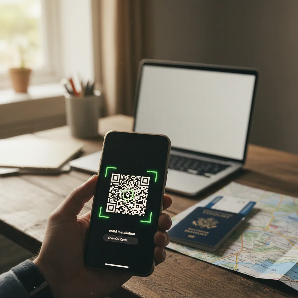 L'installation de l'eSIM se fait en scannant un simple QR code avant le départ