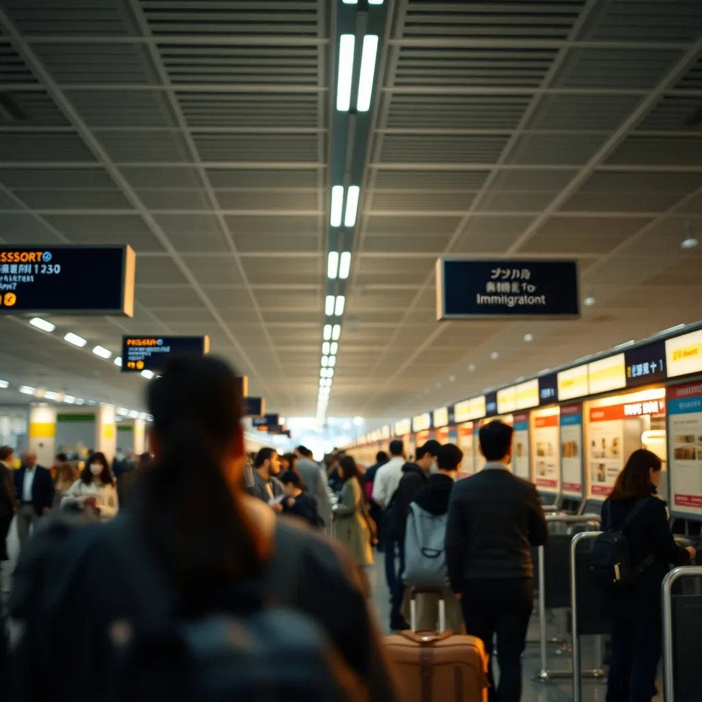 Le contrôle d'immigration à l'arrivée dans un aéroport international japonais