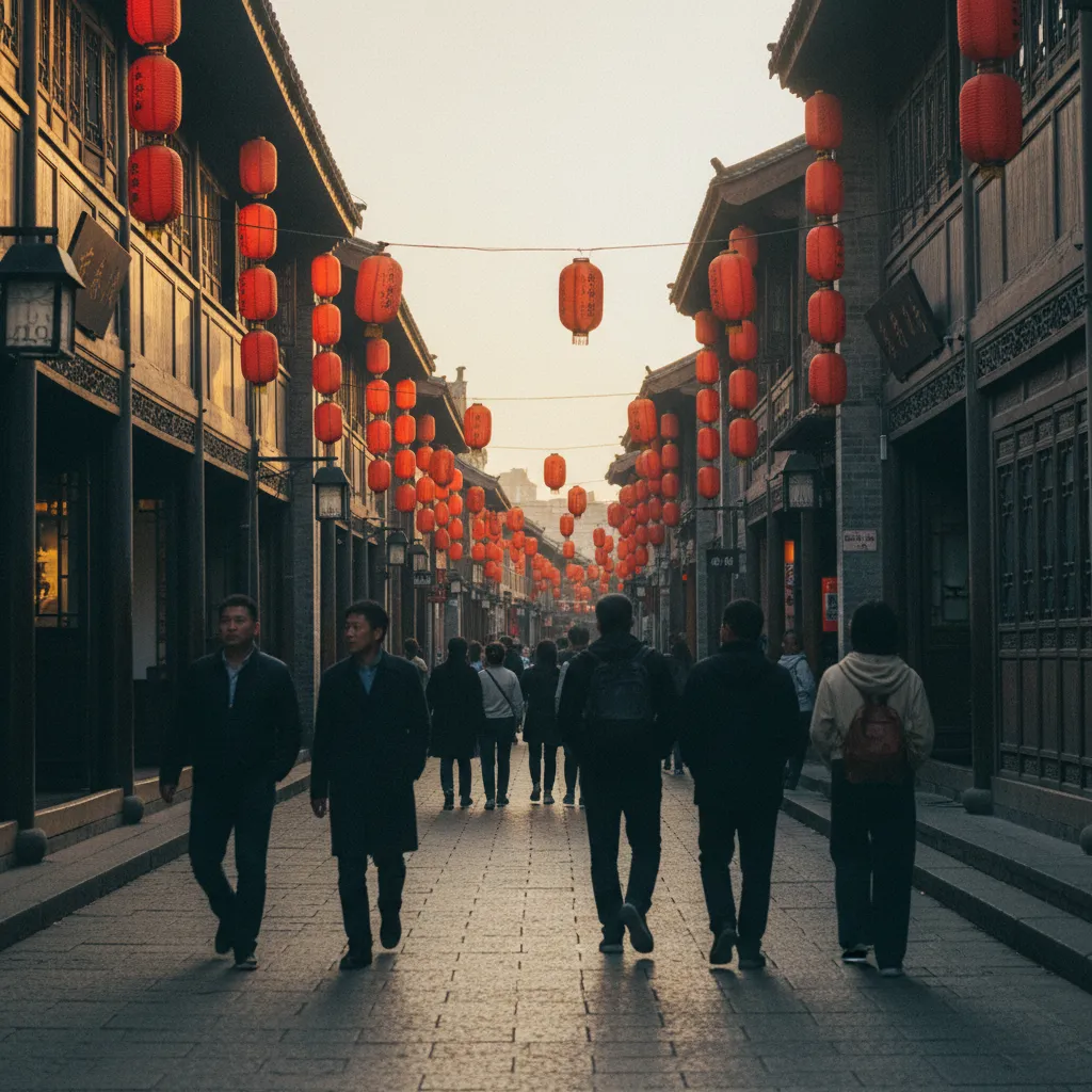 Les ruelles historiques de Kuanzhai Xiangzi illuminées par les lanternes traditionnelles