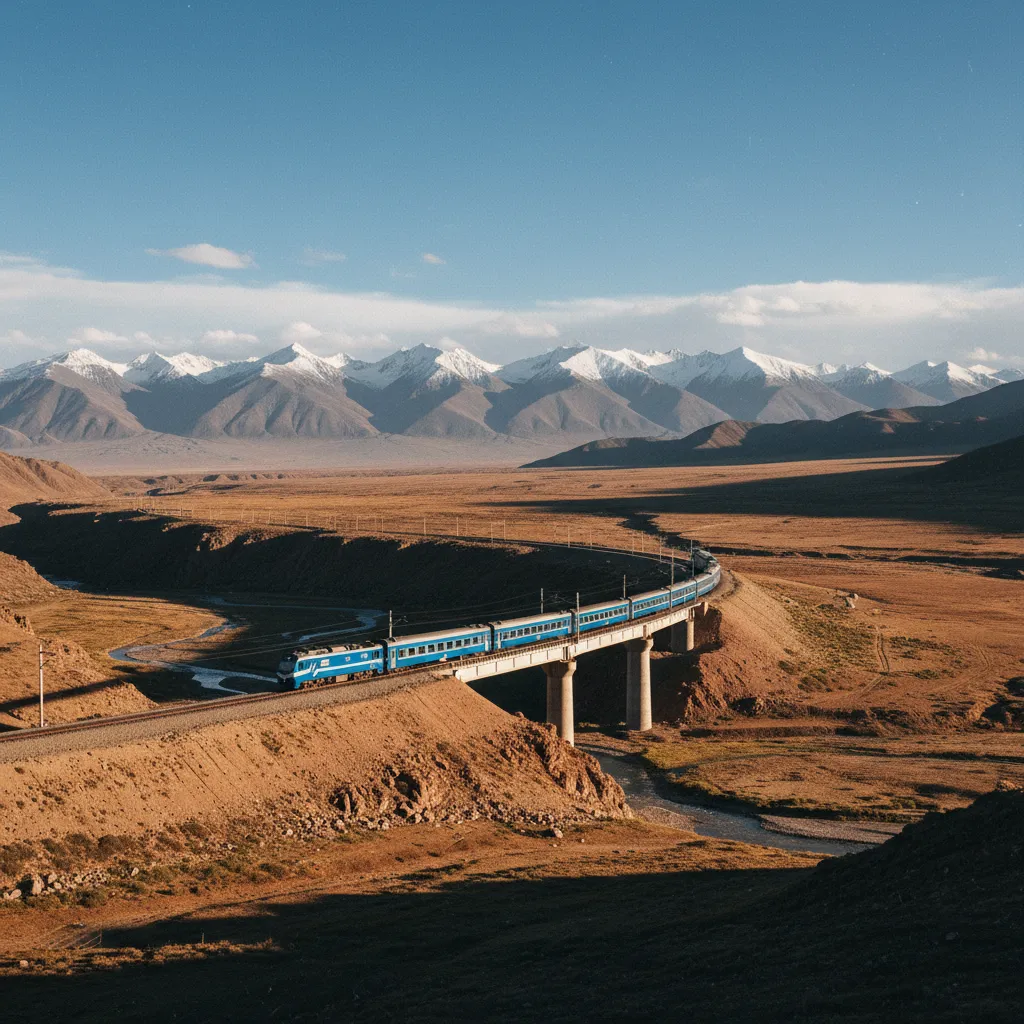 Le train Qinghai-Tibet traversant le plateau à plus de 5 000 mètres d'altitude