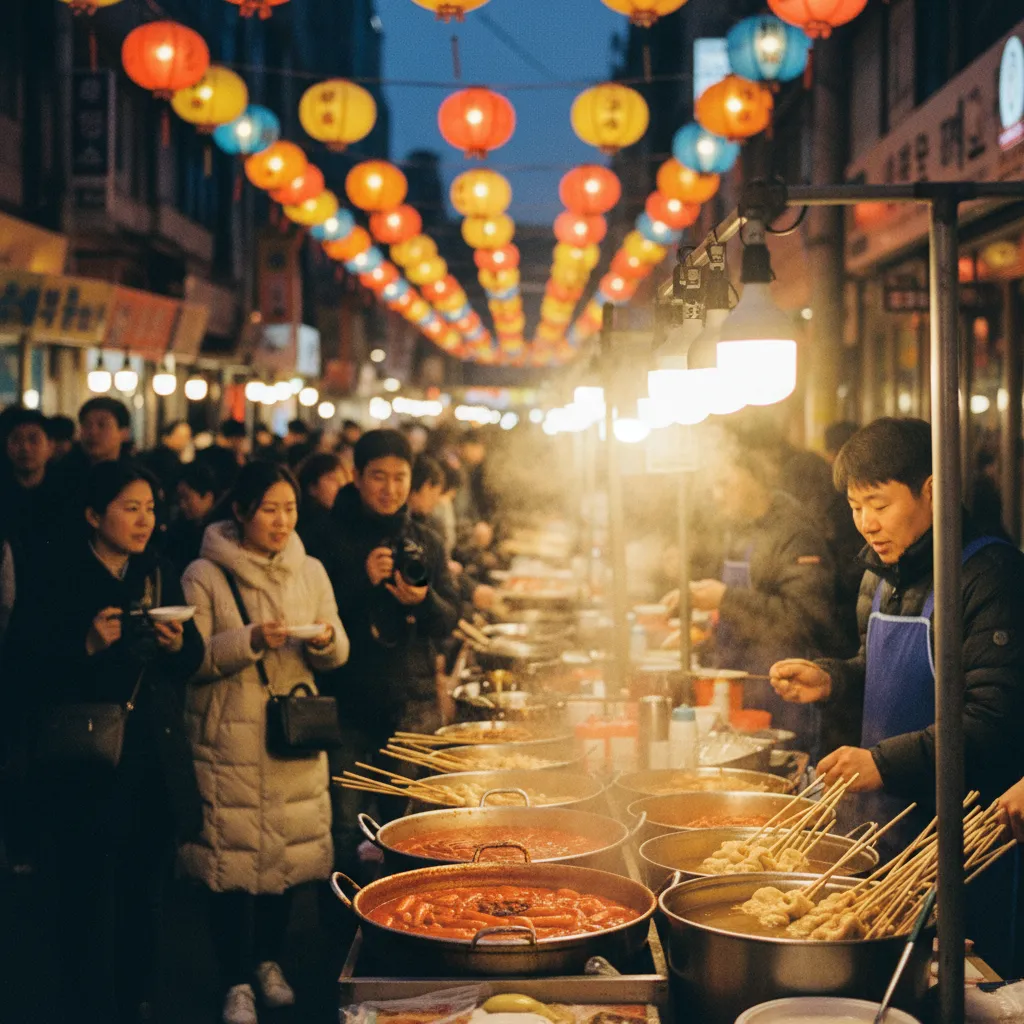 Marché de street food coréen, une expérience culinaire incontournable du circuit