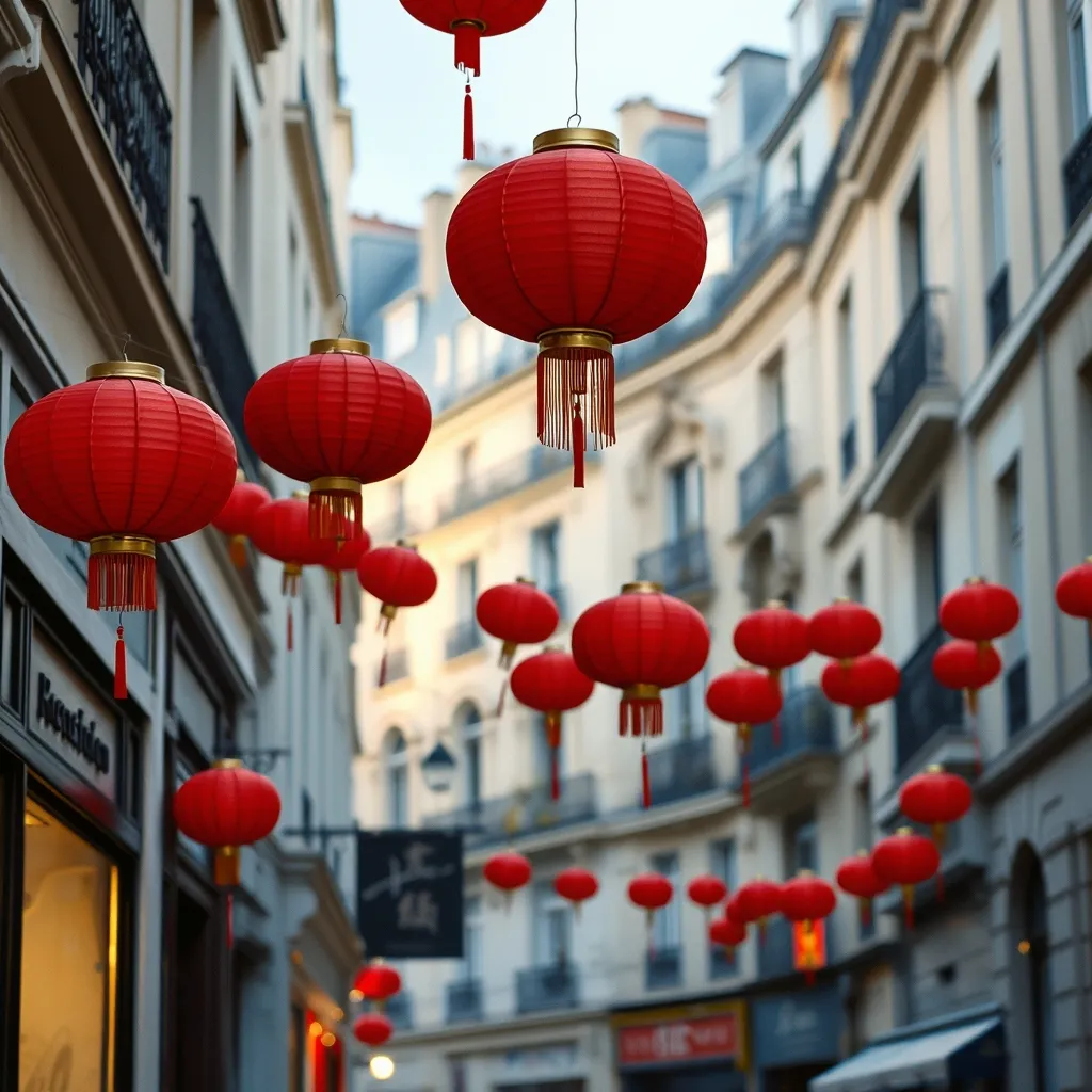 Les rues de Belleville parées de lanternes rouges pour le Nouvel An lunaire