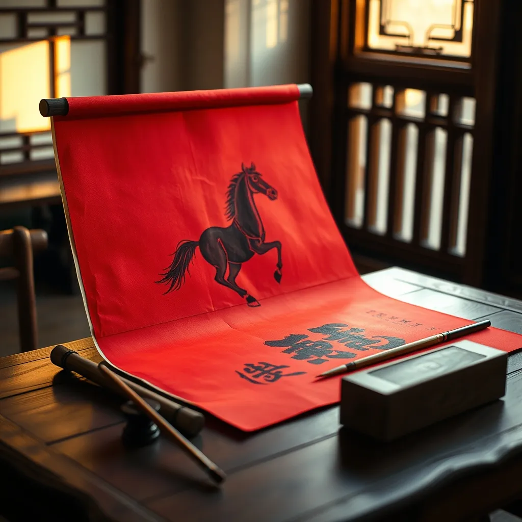 Calligraphie traditionnelle représentant le Cheval de Feu pour le Nouvel An chinois 2026