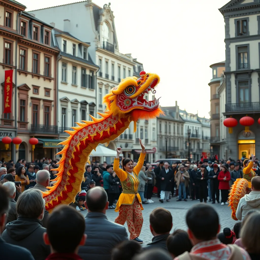 La danse du dragon nécessite la coordination parfaite de huit à douze danseurs