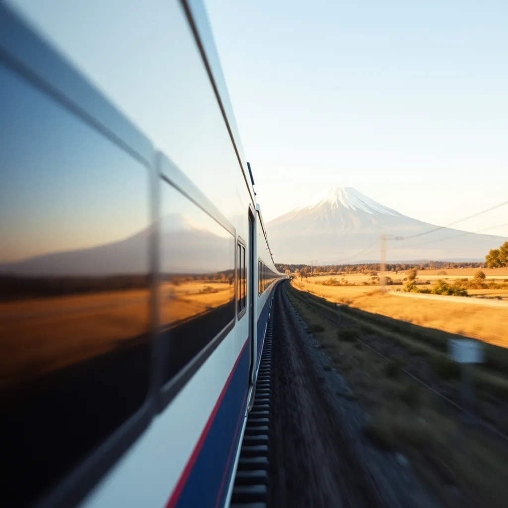 Le shinkansen filant devant le mont Fuji, symbole du réseau ferroviaire japonais