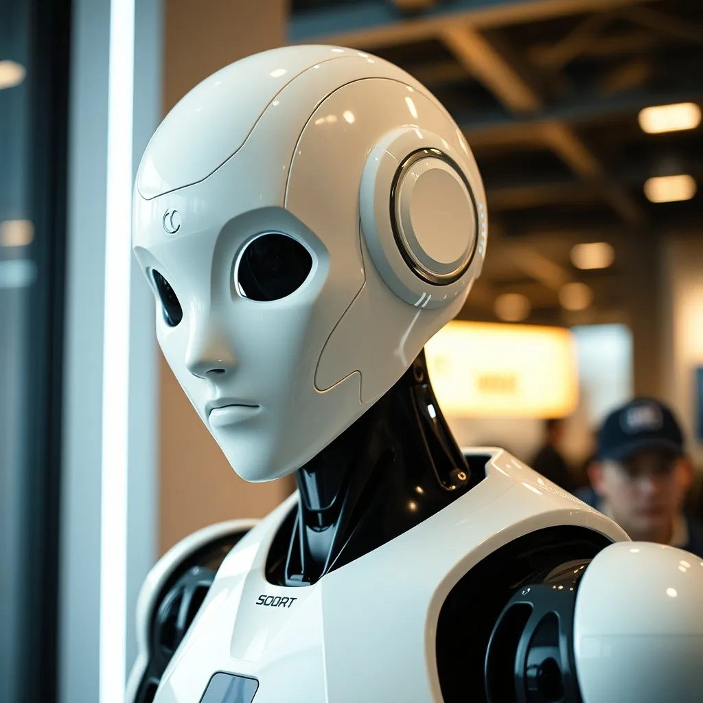 Robot humanoïde chinois exposé dans un showroom technologique à Shenzhen