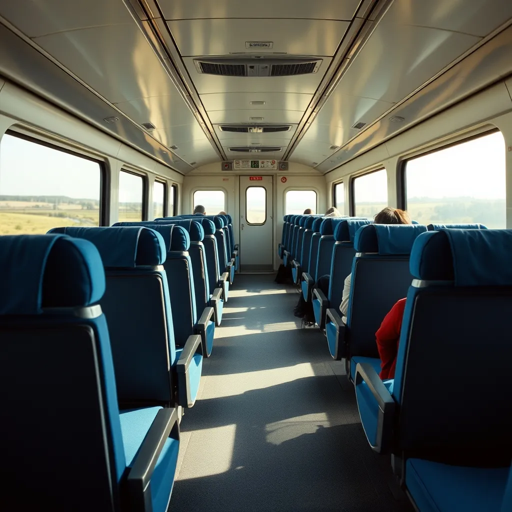 L'intérieur spacieux et confortable d'une voiture de seconde classe sur un train CRH