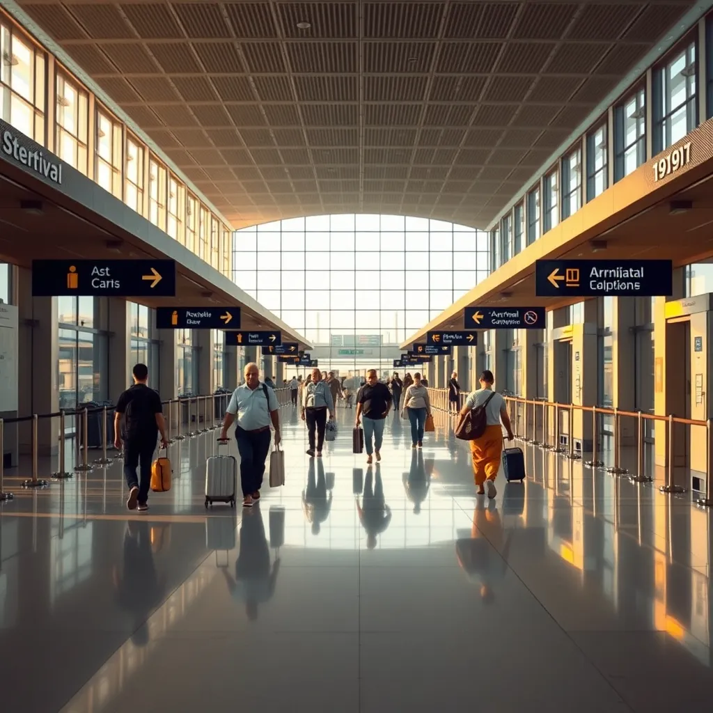 Hall d'arrivée d'un aéroport international indien où l'e-visa est accepté