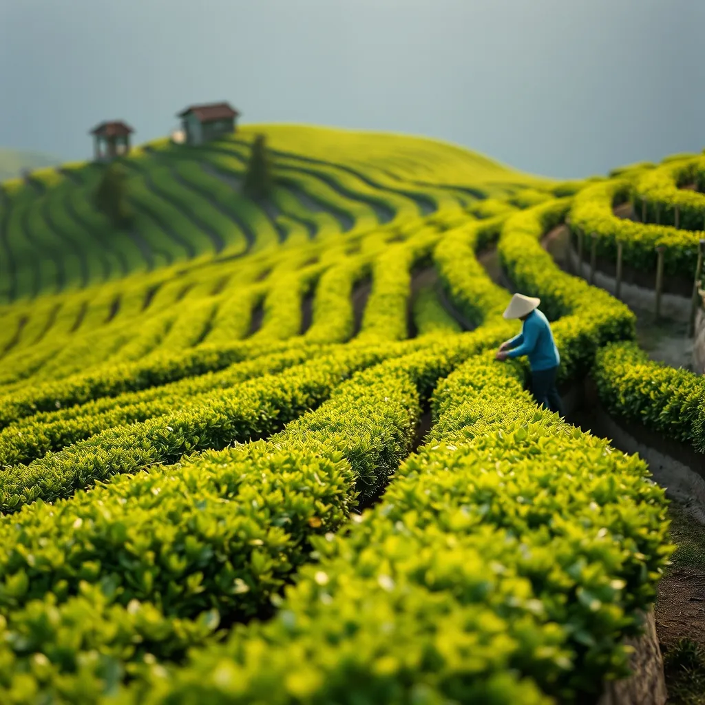 Les plantations de thé Longjing dans les collines entourant Hangzhou