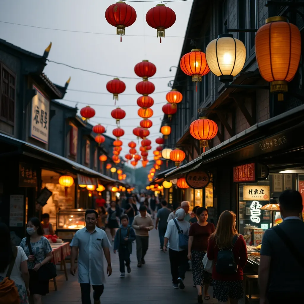La rue piétonne Hefang, cœur historique et gourmand de Hangzhou