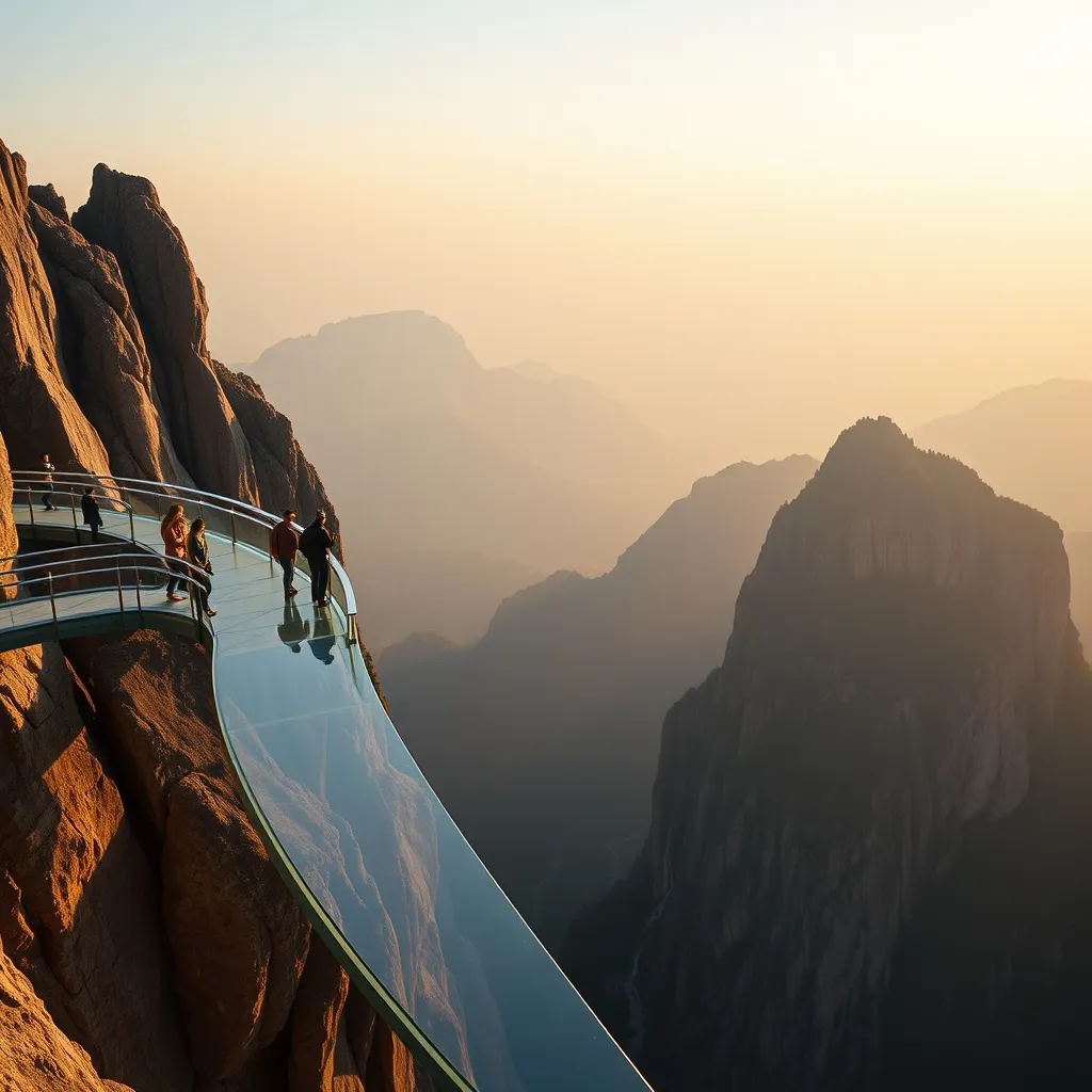 Le sentier de verre de la montagne de Tianmen, suspendu à 1 400 mètres d'altitude