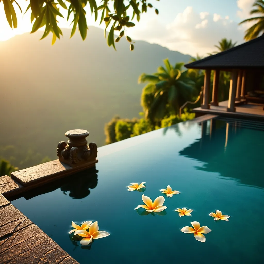 Les piscines à débordement des villas balinaises surplombant la jungle tropicale