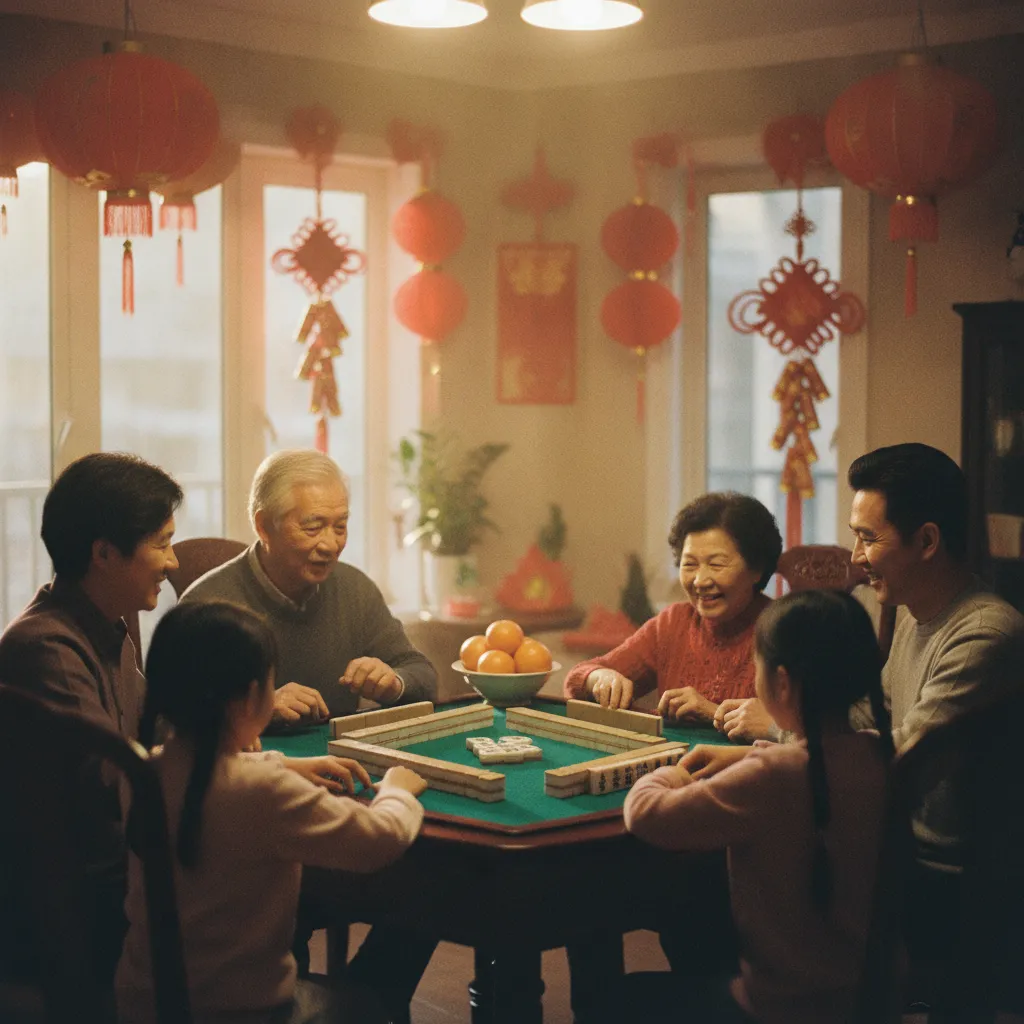 Une partie de mahjong en famille, tradition incontournable du Nouvel An chinois