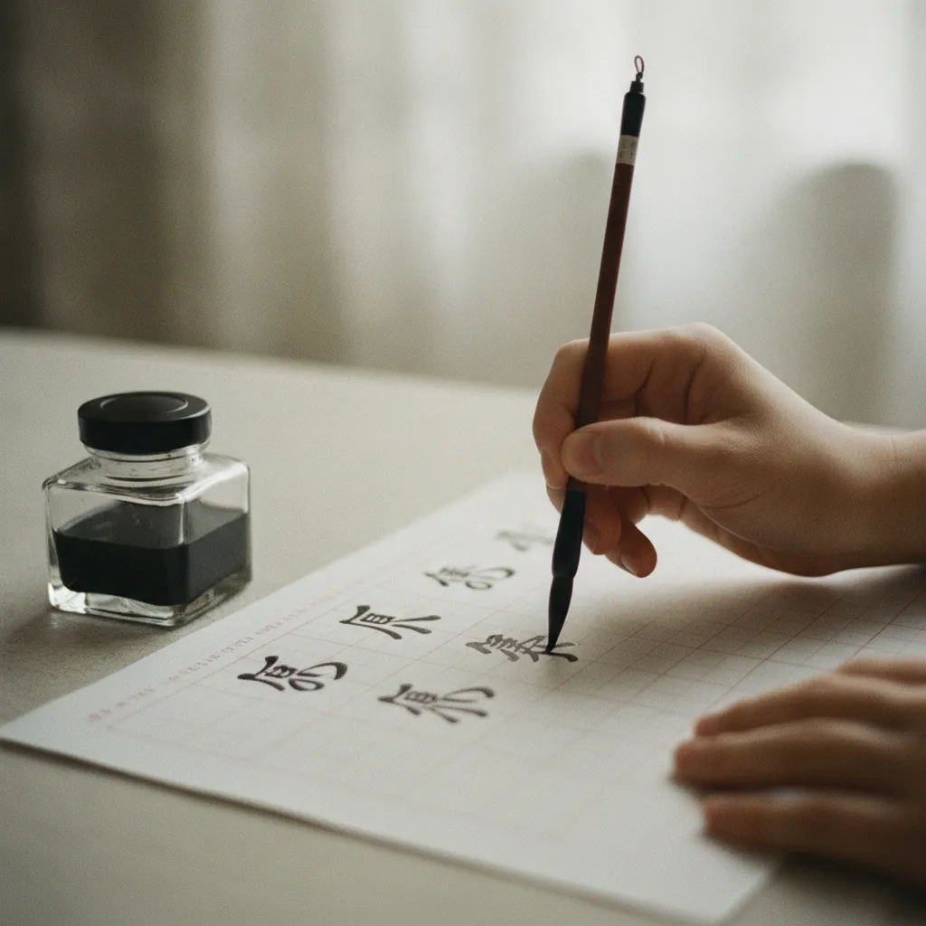 L'écriture manuscrite des caractères chinois reste un exercice fondamental pour la mémorisation