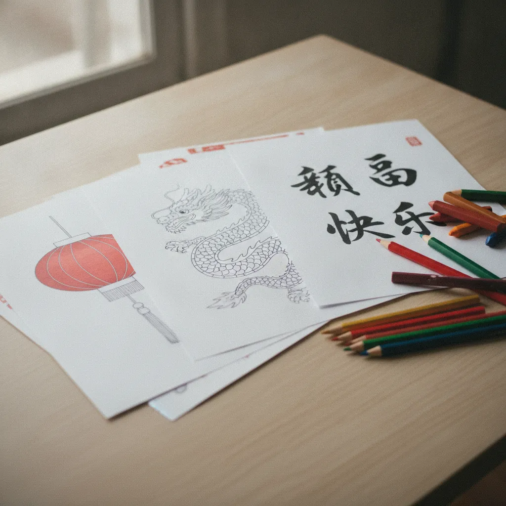 Sélection de coloriages du Nouvel An chinois prêts à imprimer
