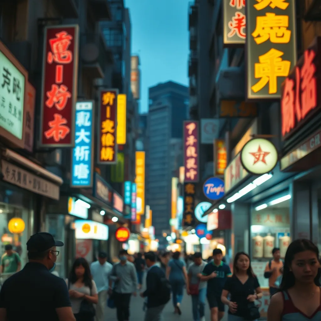 Ambiance animée du marché de nuit de Temple Street dans le quartier de Kowloon