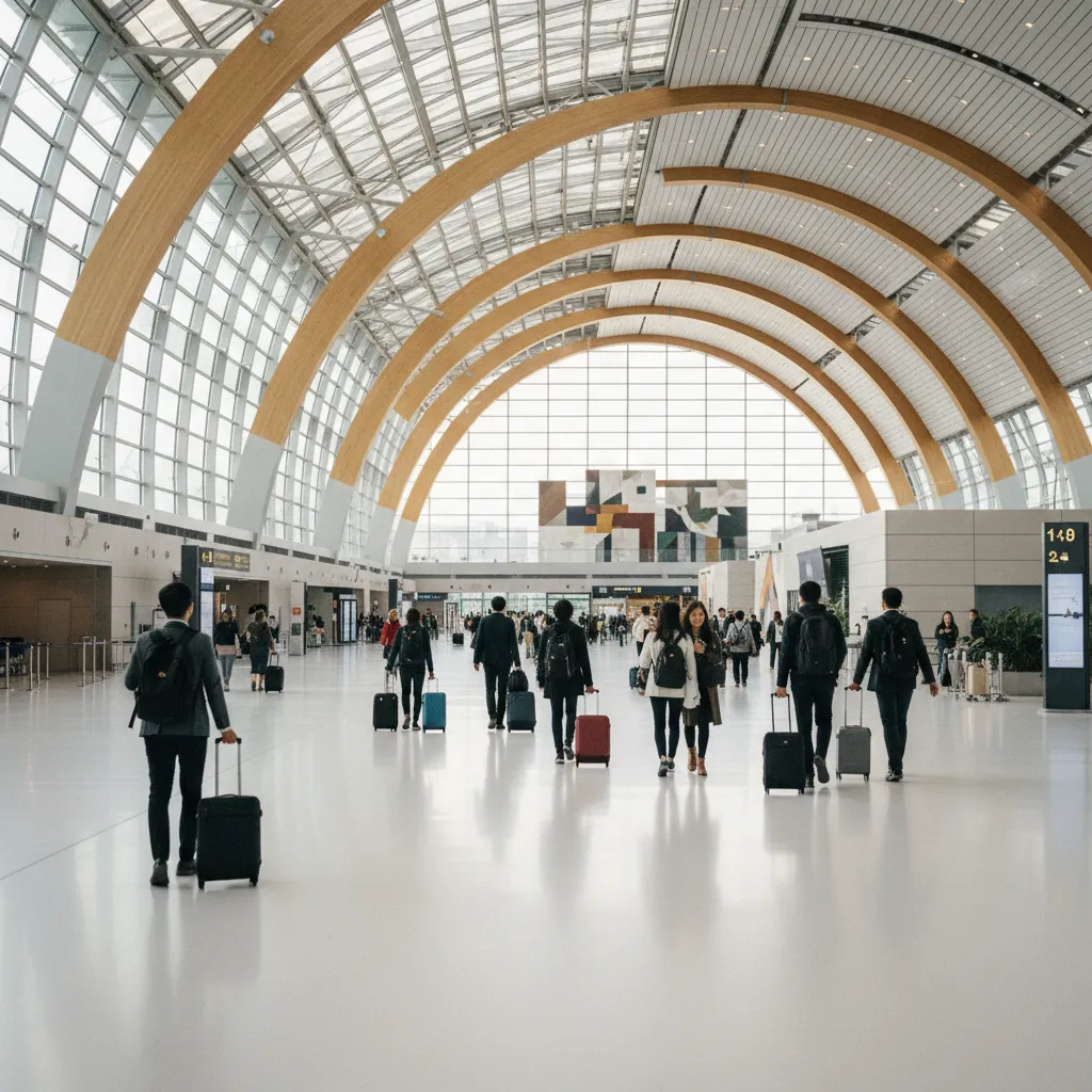 Le hall d'arrivée de l'aéroport international d'Incheon, porte d'entrée vers la Corée du Sud