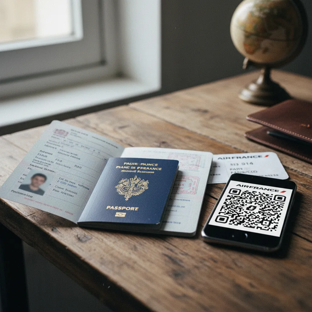 Passeport français et documents de voyage prêts pour un départ vers la Thaïlande