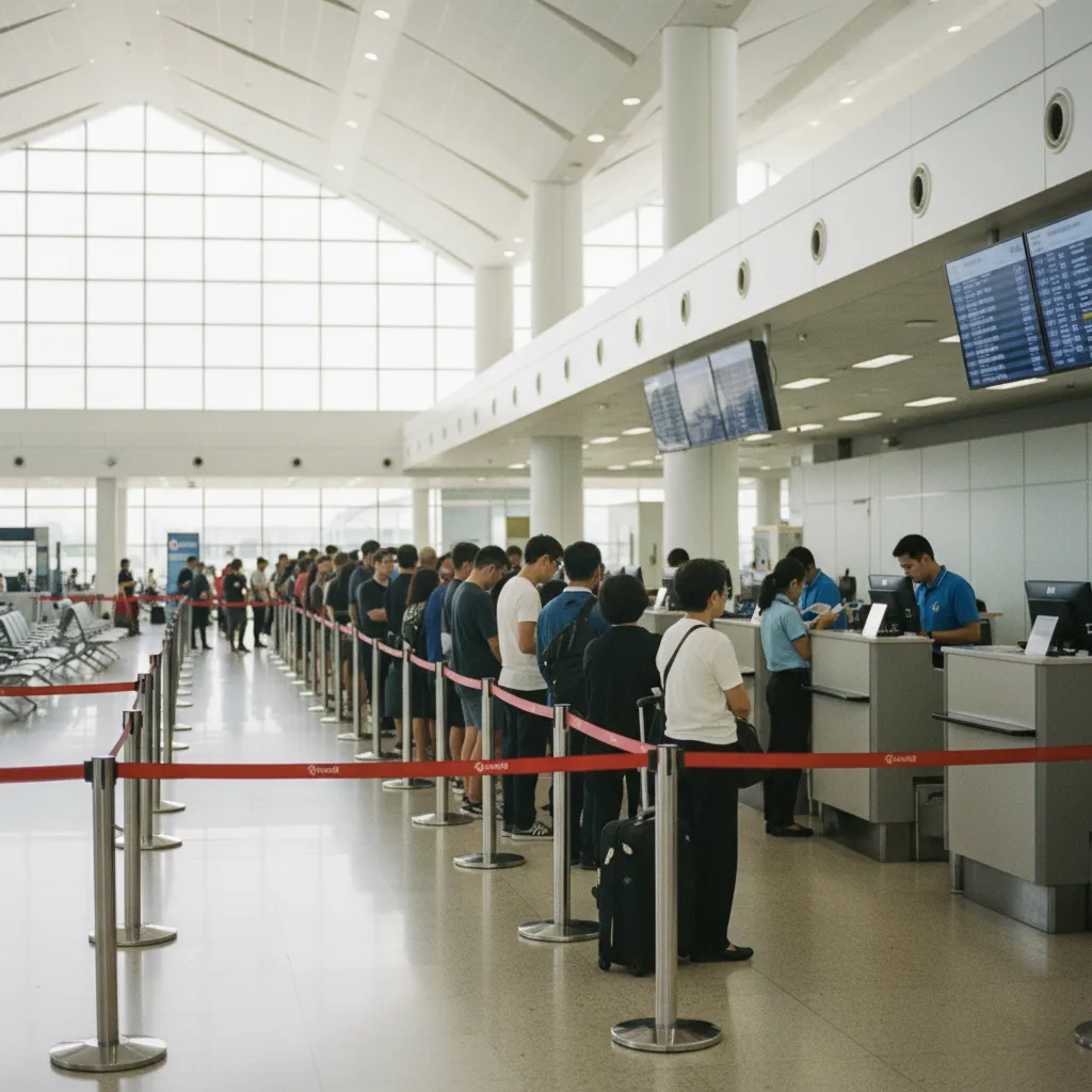 File d'attente au contrôle d'immigration de l'aéroport de Bangkok Suvarnabhumi