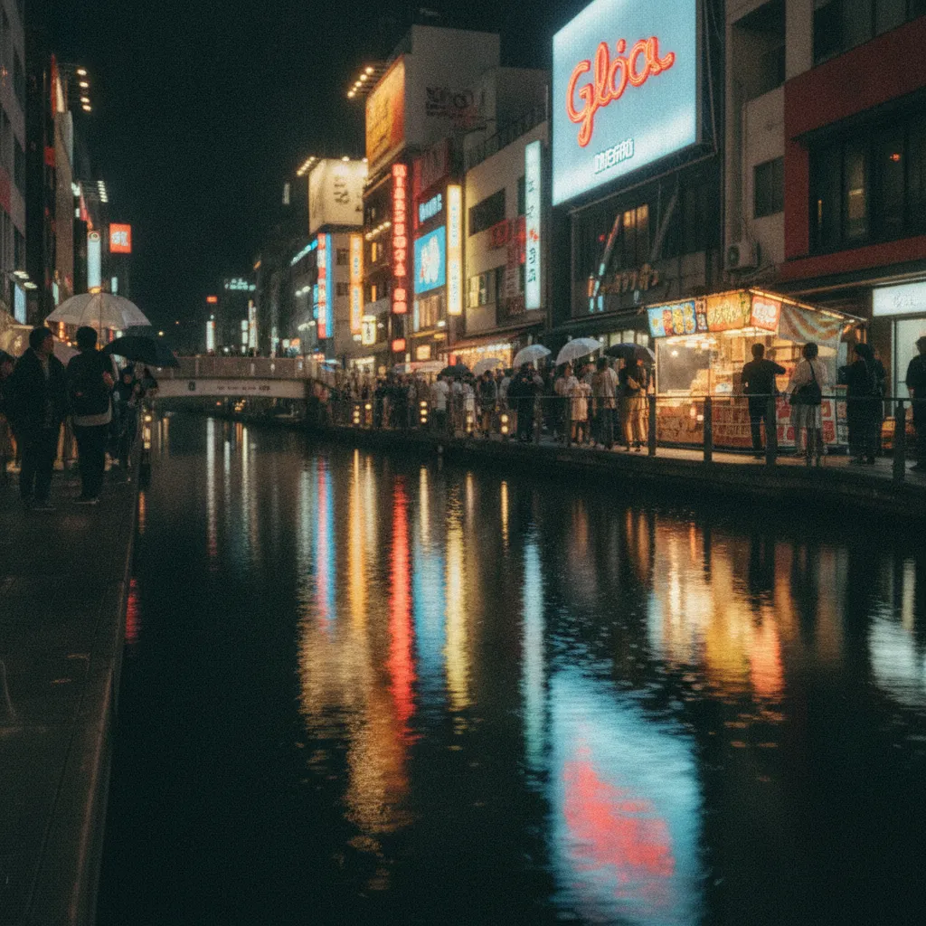 Le canal de Dōtonbori à Osaka illuminé la nuit, capitale gastronomique de la troisième semaine