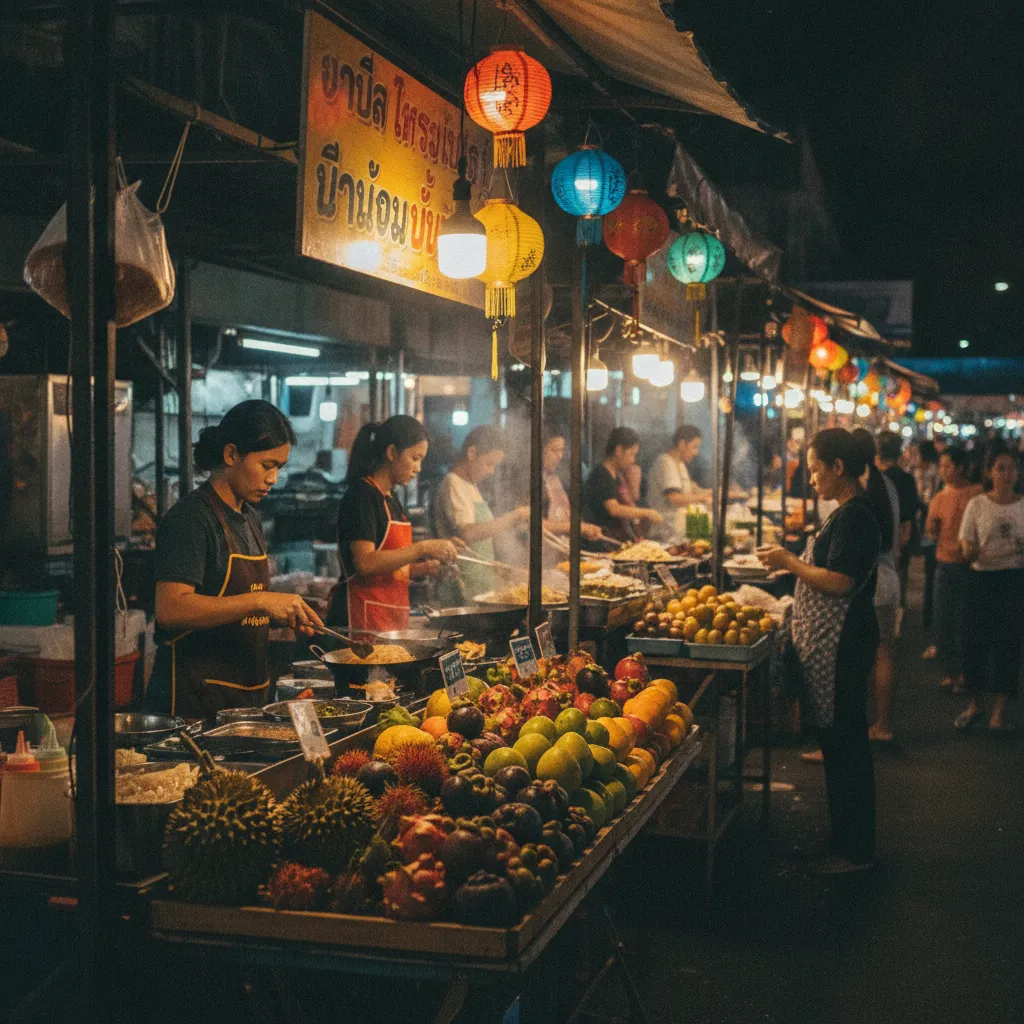 La street food thaïlandaise est une expérience culinaire incontournable à chaque étape du circuit