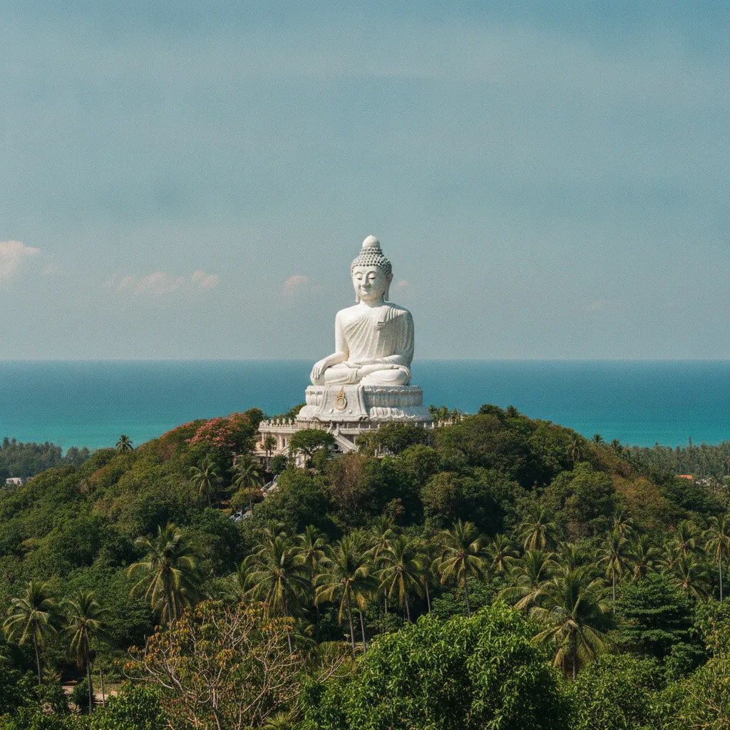 Le Grand Bouddha de Phuket, statue de marbre blanc dominant l'île à 400 mètres d'altitude
