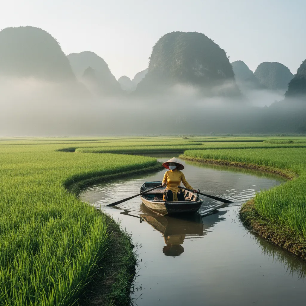 Les rizières inondées de Ninh Binh illustrent la diversité des paysages vietnamiens