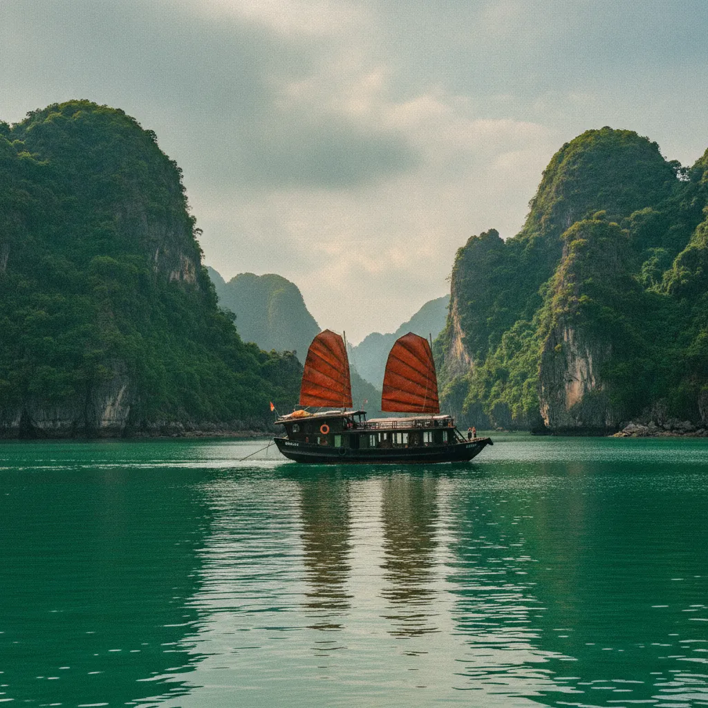 La baie d'Halong et ses pitons calcaires classés au patrimoine mondial de l'UNESCO