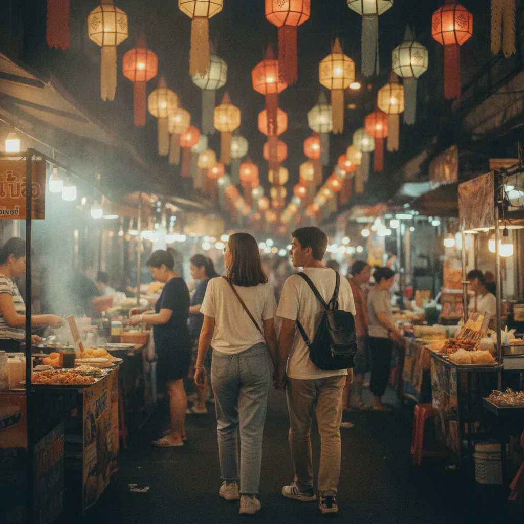 Marché nocturne en Thaïlande, une expérience typique des circuits proposés par les agences spécialisées
