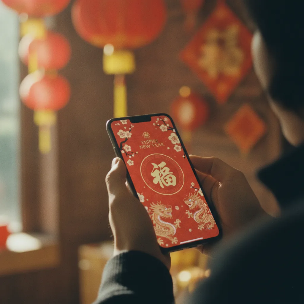Envoi d'une carte virtuelle du Nouvel An chinois depuis un smartphone