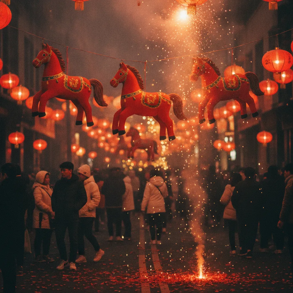 Les rues chinoises se parent de rouge et d'or pour célébrer le Nouvel An du Cheval de Feu
