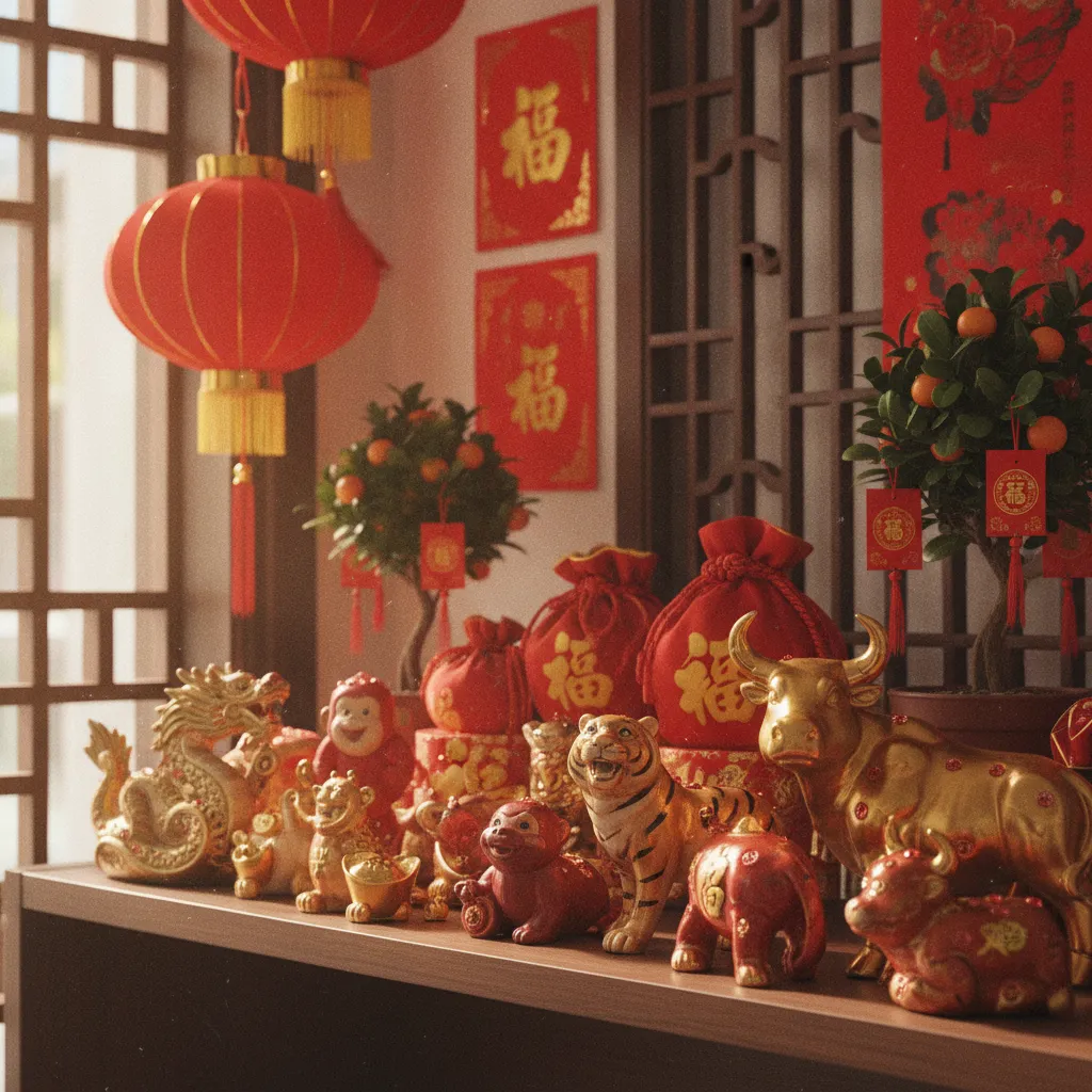 Figurines des animaux du zodiaque chinois exposées lors des célébrations du Nouvel An lunaire