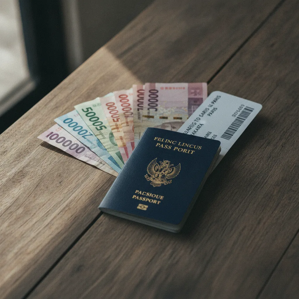 Passeport et roupies indonésiennes pour le paiement du visa