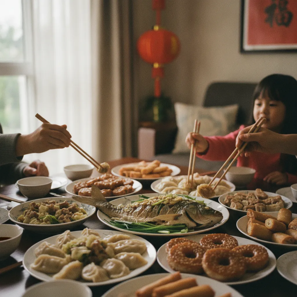 Le repas de réveillon réunit la famille autour de plats hautement symboliques comme le poisson entier et les raviolis