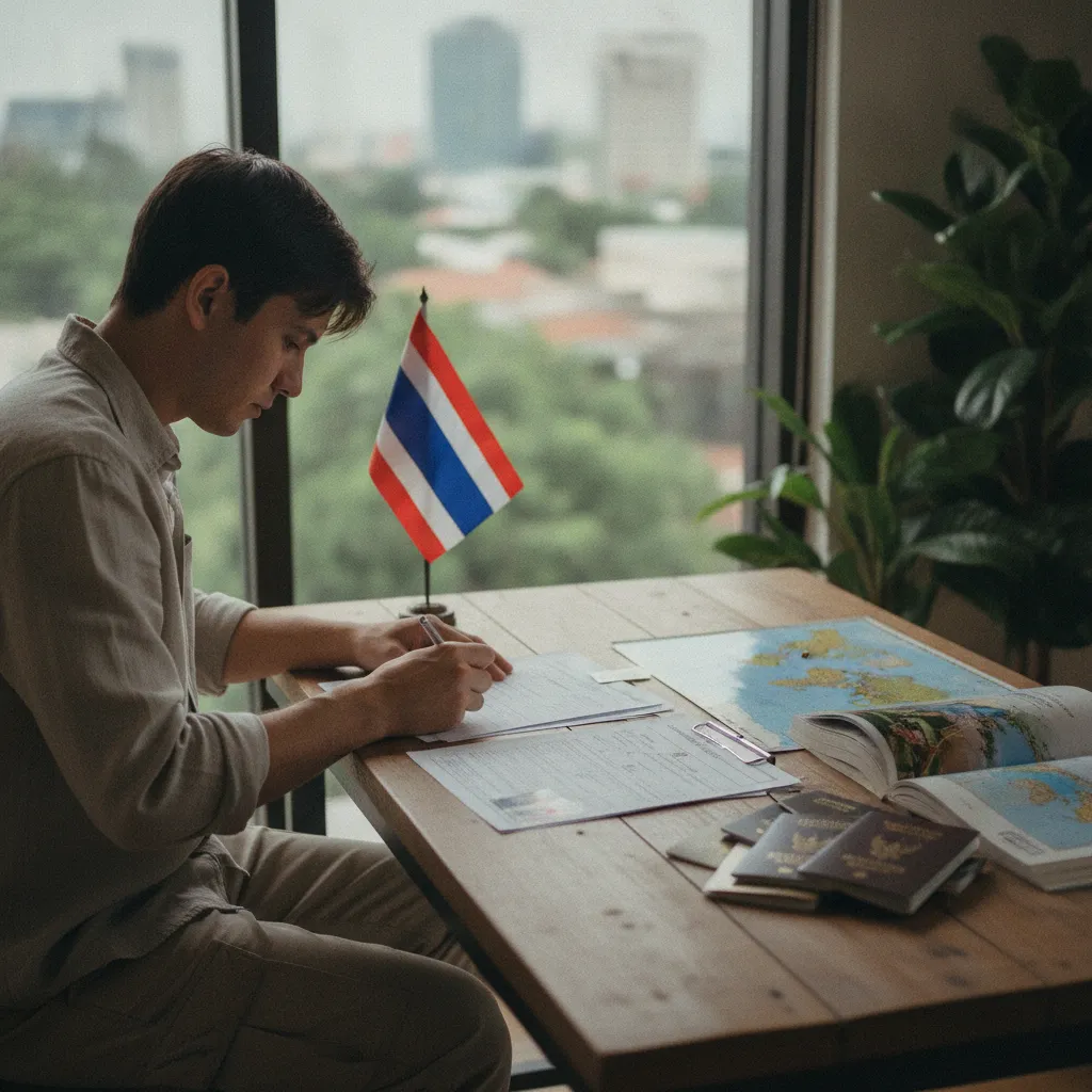 Préparation d'un dossier de demande de visa pour la Thaïlande depuis la France