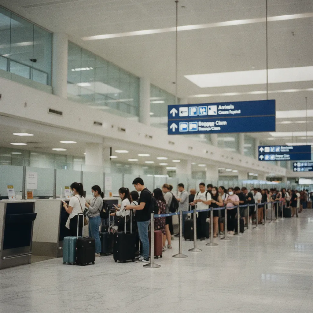 Comptoirs d'immigration à l'aéroport de Bangkok pour le contrôle des visas et passeports