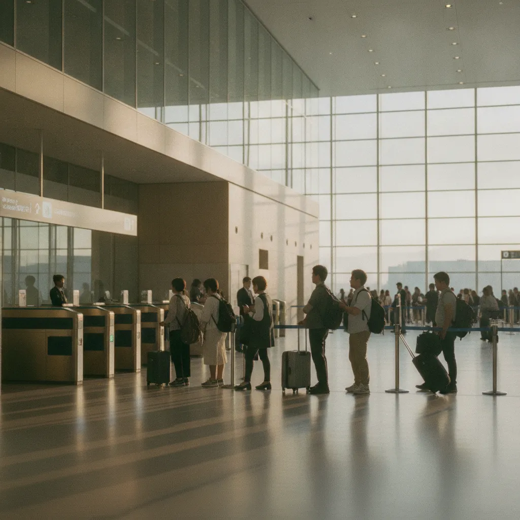 Passage aux contrôles d'immigration dans un aéroport japonais