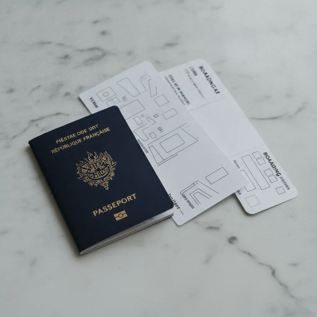 Passeport français et confirmation ETA imprimée, prêts pour le départ vers le Sri Lanka