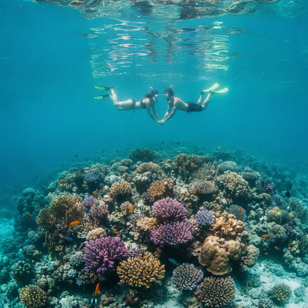 Snorkeling dans les eaux cristallines de Cebu au-dessus d'un récif corallien coloré